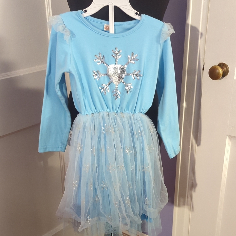 Glittering Snowflake Princess Dress for Kids